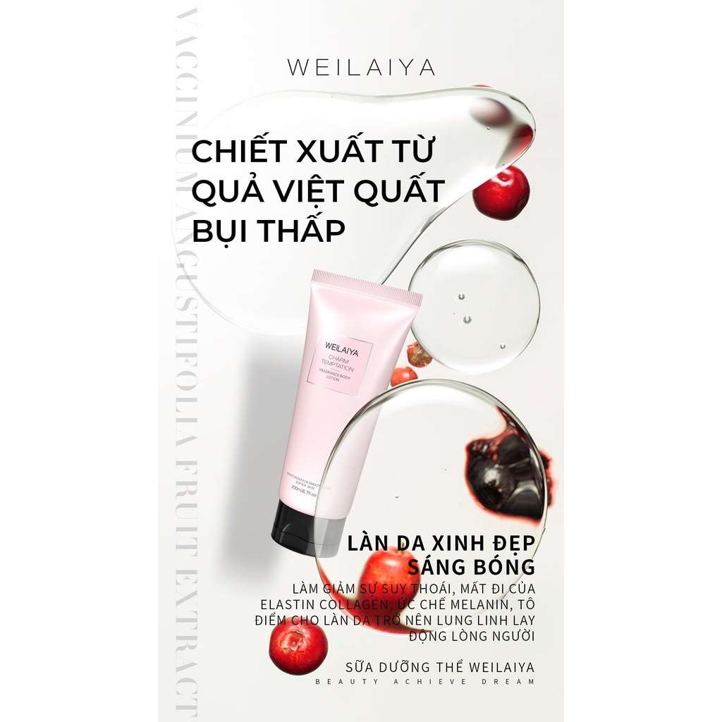 [Hàng Chuẩn]Dưỡng thể nước hoa 3 tầng hương Weilaiya Fragrance Body Lotion 200ml