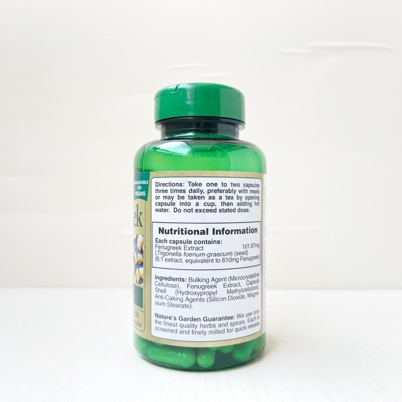 Viên lợi sữa cỏ cà ri Nature’s Garden Fenugreek 610mg của Anh hộp 100 viên