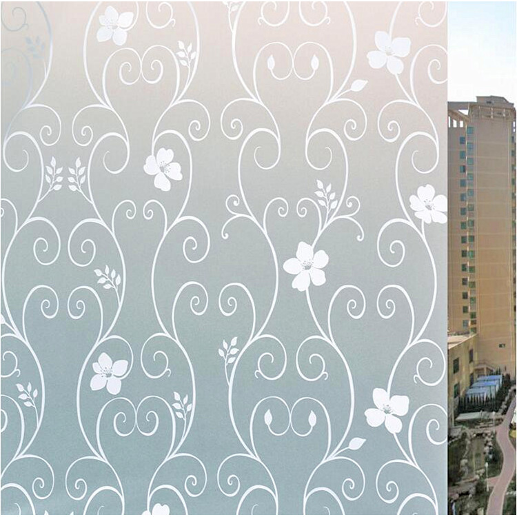 Giấy dán cửa sổ tĩnh điện tự dính có thể tháo ra được chống nhìn trộm màu trắng họa tiết hoa 45x100cm
