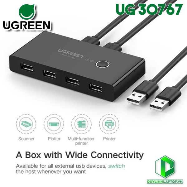 Bộ chia sẻ máy in USB 2.0 từ 4 thiết bị vào 2 máy tính UGREEN US216 30767- Hàng phân phối chính hãng - Bảo hành 18 tháng