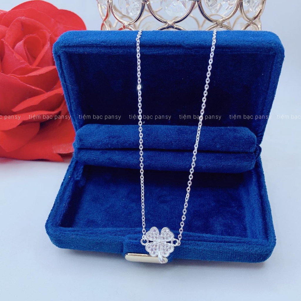 Dây chuyền bạc PANSY cỏ 4 lá may mắn, vòng cổ nữ chất liệu bạc ta 925 cao cấp