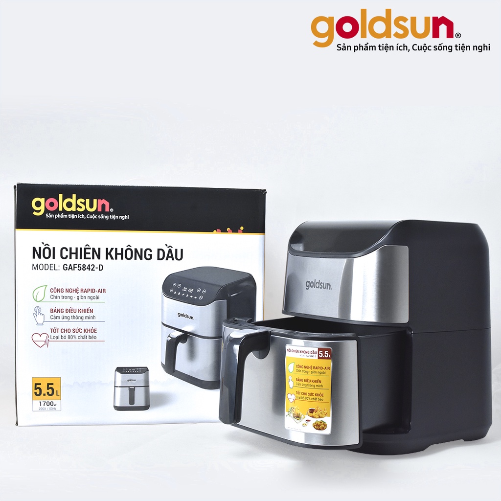 [Mã ELHADEV giảm 4% đơn 300K] Nồi chiên không dầu Goldsun GAF5842-D 5.5L Hàng chính hãng - Bảo hành 12 tháng