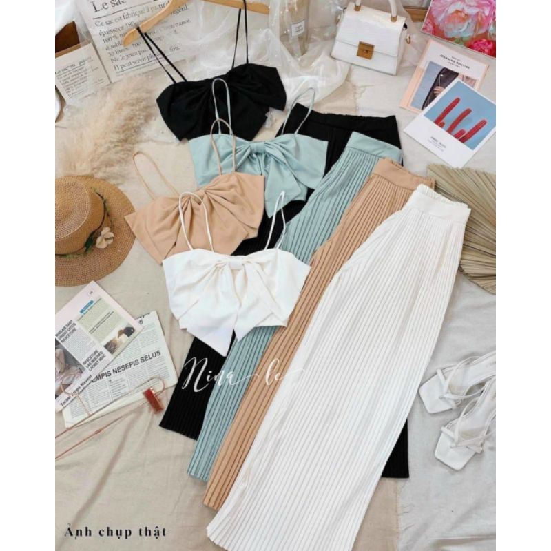 Set nơ quần ống suông dập ly Bigsize 55 đến 90 ký