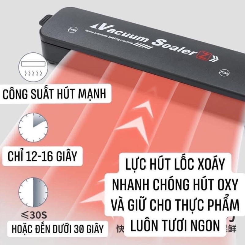 Máy hút chân không kèm Hàn miệng túi VACUUM SEALER, tặng  5 túi hút chân không