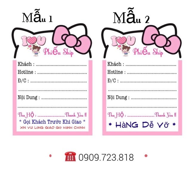 Phiếu decal kitty nơ hồng cho các shop