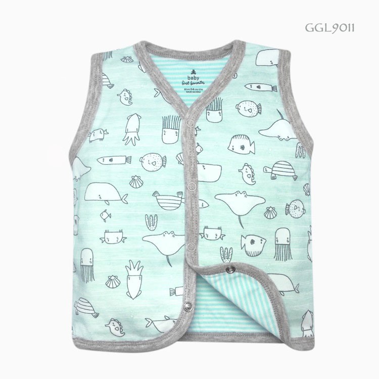 Áo gile cotton 2 mặt cho bé size từ 3 tháng đến 3 tuổi