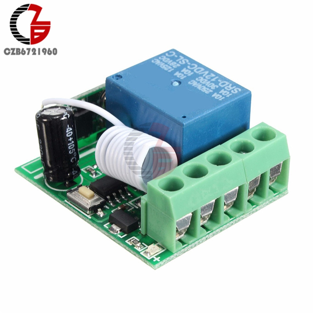 DC 12V 1 Ch 433MHz Wireless Relay Module RF Remote Control Switch Heterodyne Receiver 3.5cmX3cmX1.6cm Electronic Module