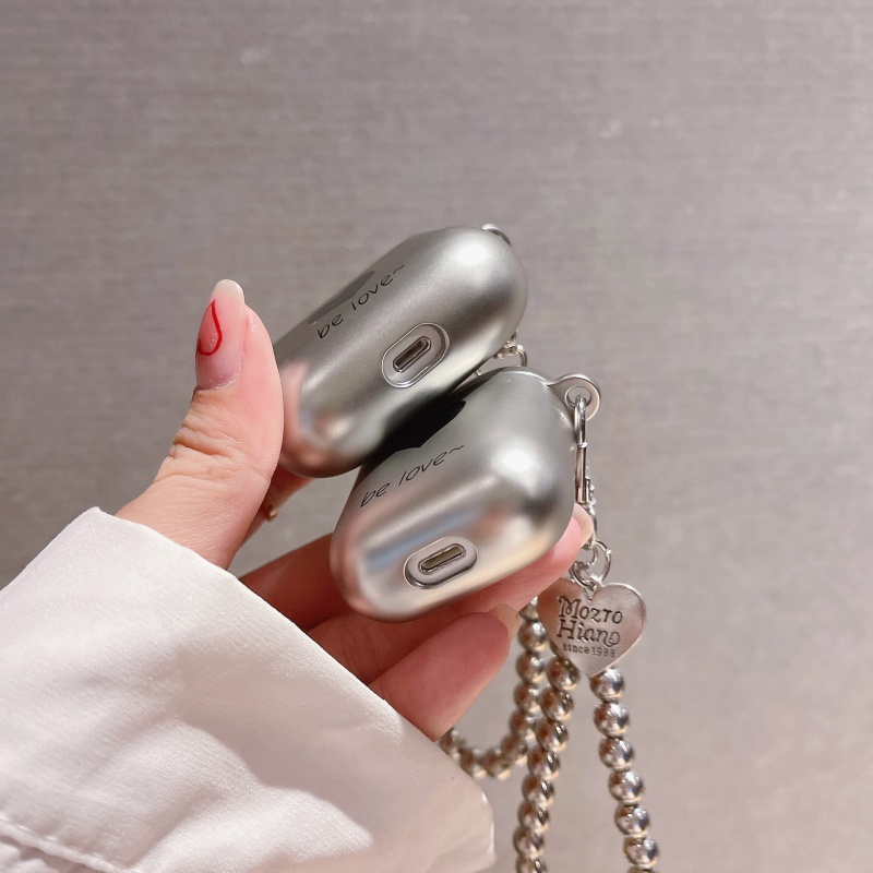 Vỏ Bảo Vệ Hộp Sạc Tai Nghe AirPods Pro 3 2 1 Mạ Điện Cứng Kèm Dây Đeo Tiện Dụng