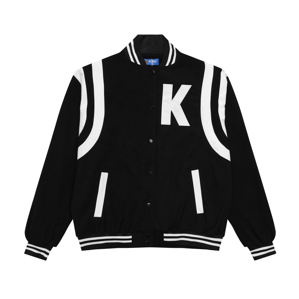 Áo Khoác Nam Nữ Nhung Tăm Jacket Varsity Graffiti King Brand V1 Màu Đen