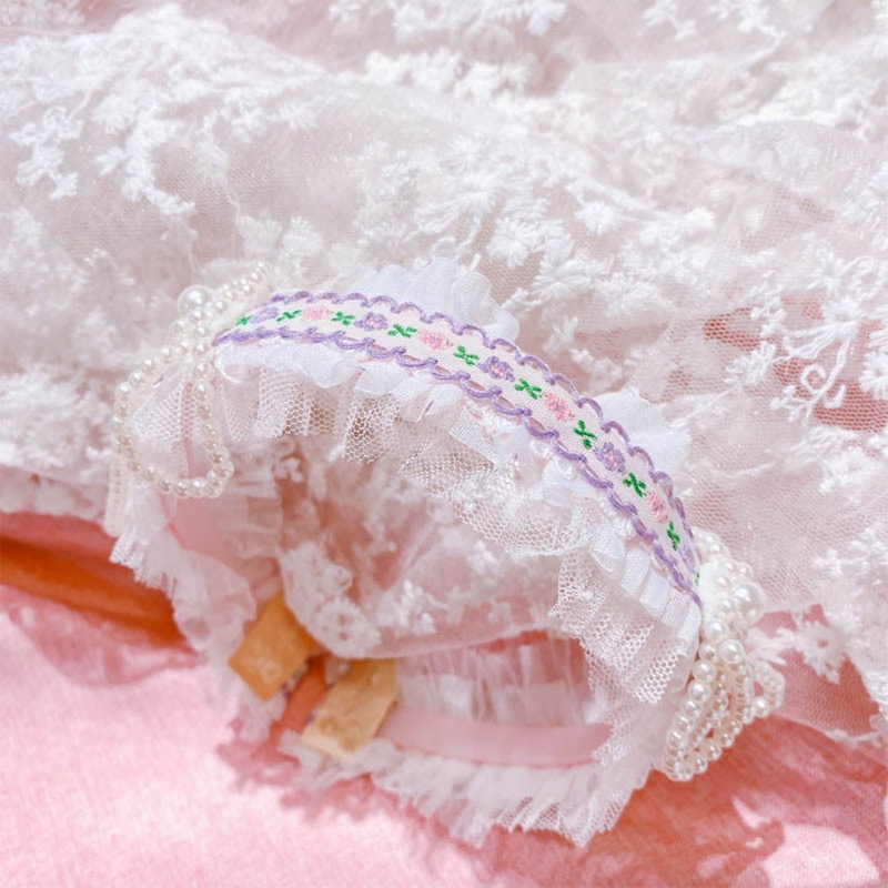 Kẹp Tóc Vải Lưới Đính Nơ Và Ngọc Trai Nhân Tạo Thời Trang