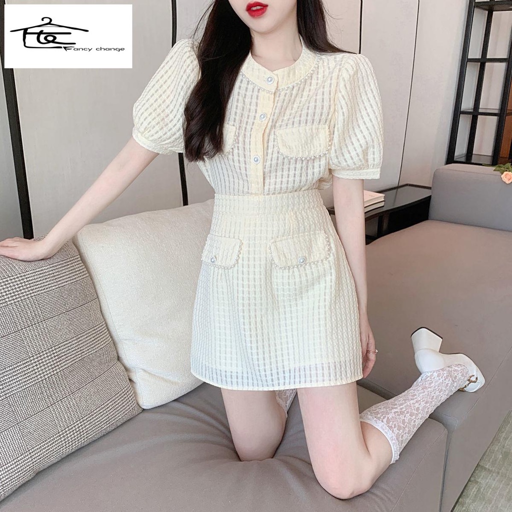 Bộ Áo + Chân Váy Chữ A Lưng Cao Phong Cách Phương Tây Thời Trang Mùa Hè Dành Cho Nữ~2022