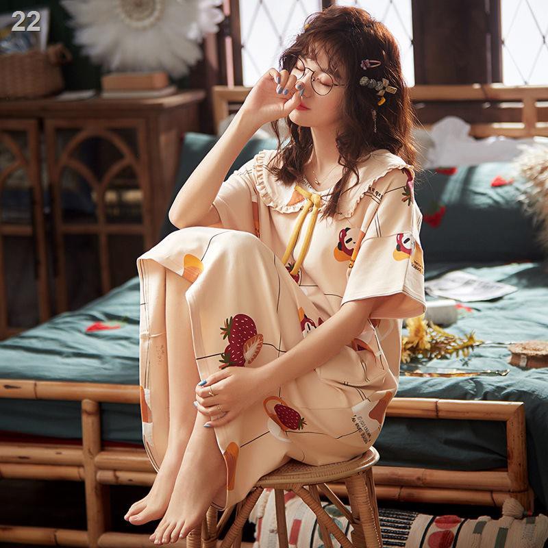 pyjamas nữ váy đêm hè mùa New Hàn Quốc phong cách sinh viên dễ thương dài tay cộng với kích thước phục vụ ở nh