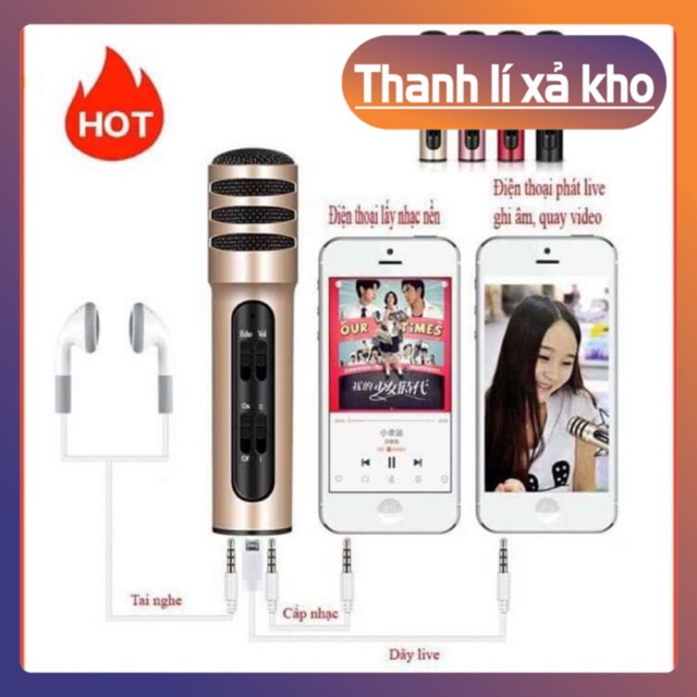 Micro karaoke kiêm sound card live stream C7 -Hàng chất lượng tốt, Giá yêu thương