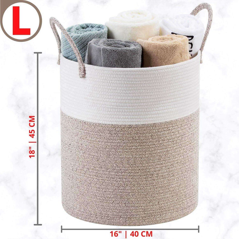 Giỏ Đựng Đồ Giặt Ủi Bằng Dây Cotton Bện Trang Trí Phòng Khách