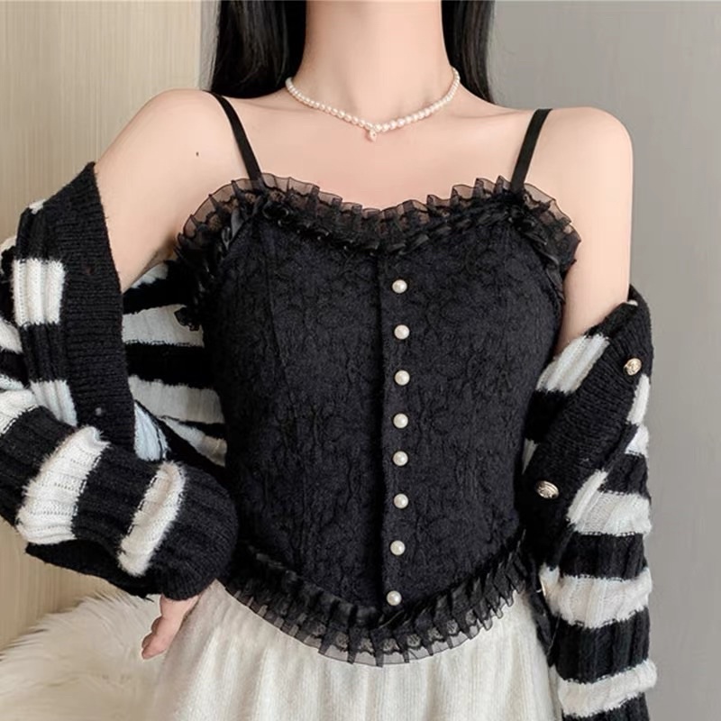 Áo hai dây ren mềm mịn có đệm mút hàng Quảng Châu cao cấp