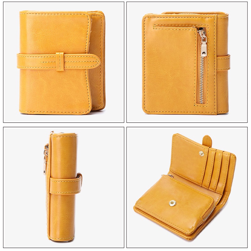 Ví Ngắn Đựng Thẻ Có Khóa Kéo Thời Trang Cho Nữ