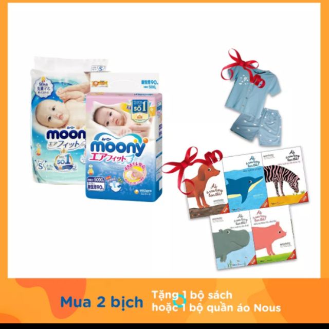 (Có quà) Combo 02 Tã Dán/Quần Moony NB90/S84/M64/M58/L54/L44/Xl38