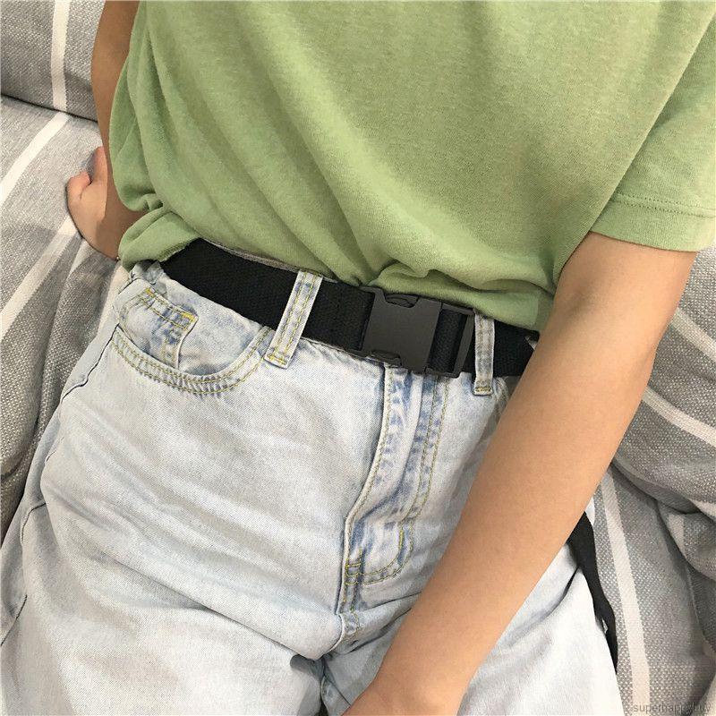 Thắt lưng nam nữ khóa vuông vải canvas thời trang