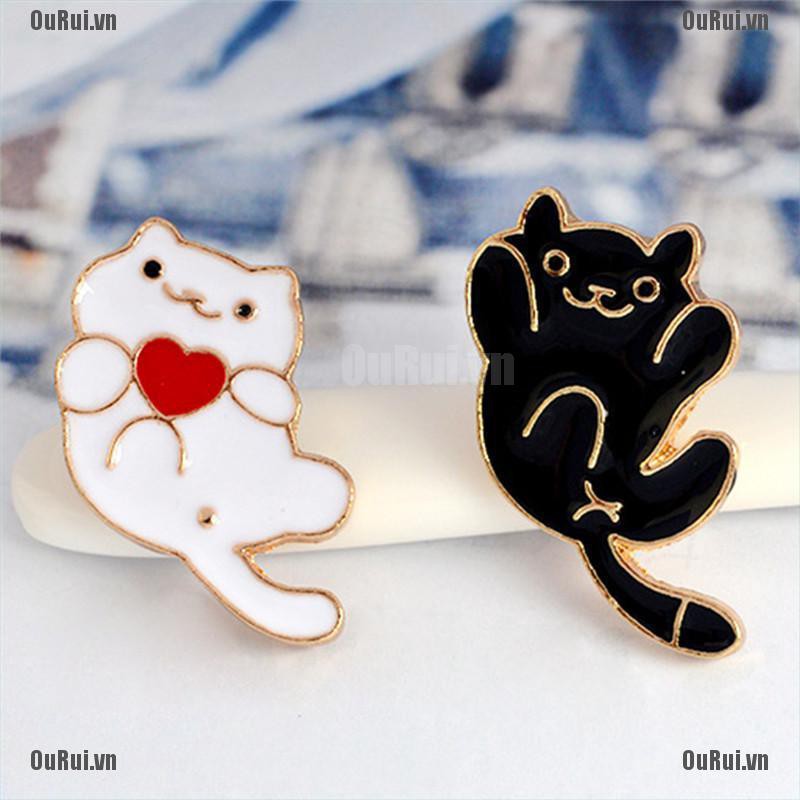 Bộ 4 Ghim Cài Hình Mèo Hoạt Hình Tráng Men Dễ Thương