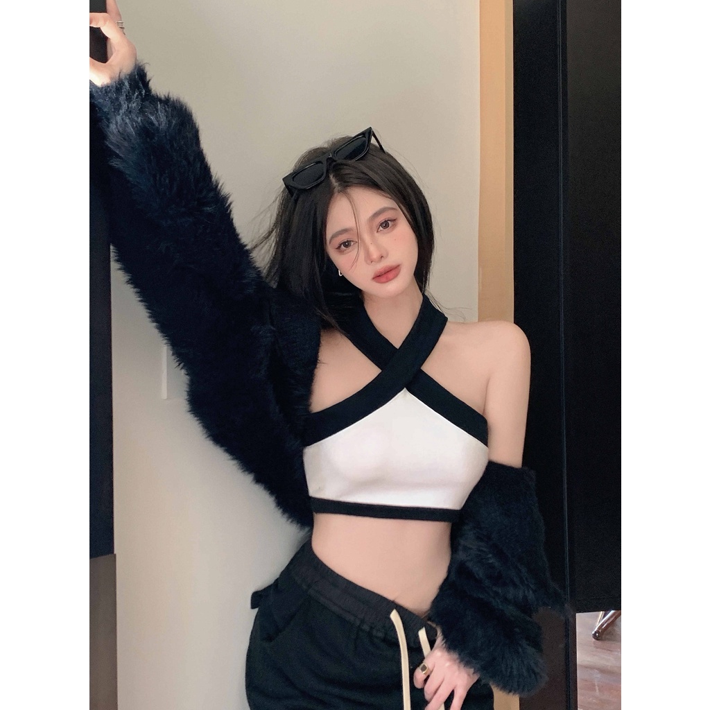 Áo crop top Thời Trang Hàn Quốc Cho Nữ