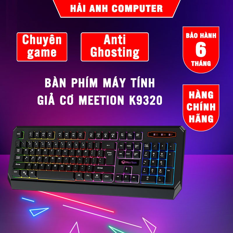 Bàn phím máy tính giả cơ Meetion K9320 | Chuyên game - 19 phím Anti-Ghosting - 12 Nút Phím tắt Fn - Hàng chính hãng