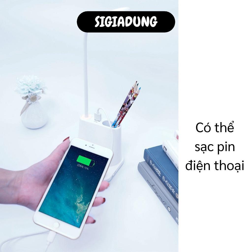 [SGD] Đèn Học Để Bàn - Đèn Chống Cận Đa Năng 4in1, Khay Đựng Bút, Có USB Cắm Sạc 8504