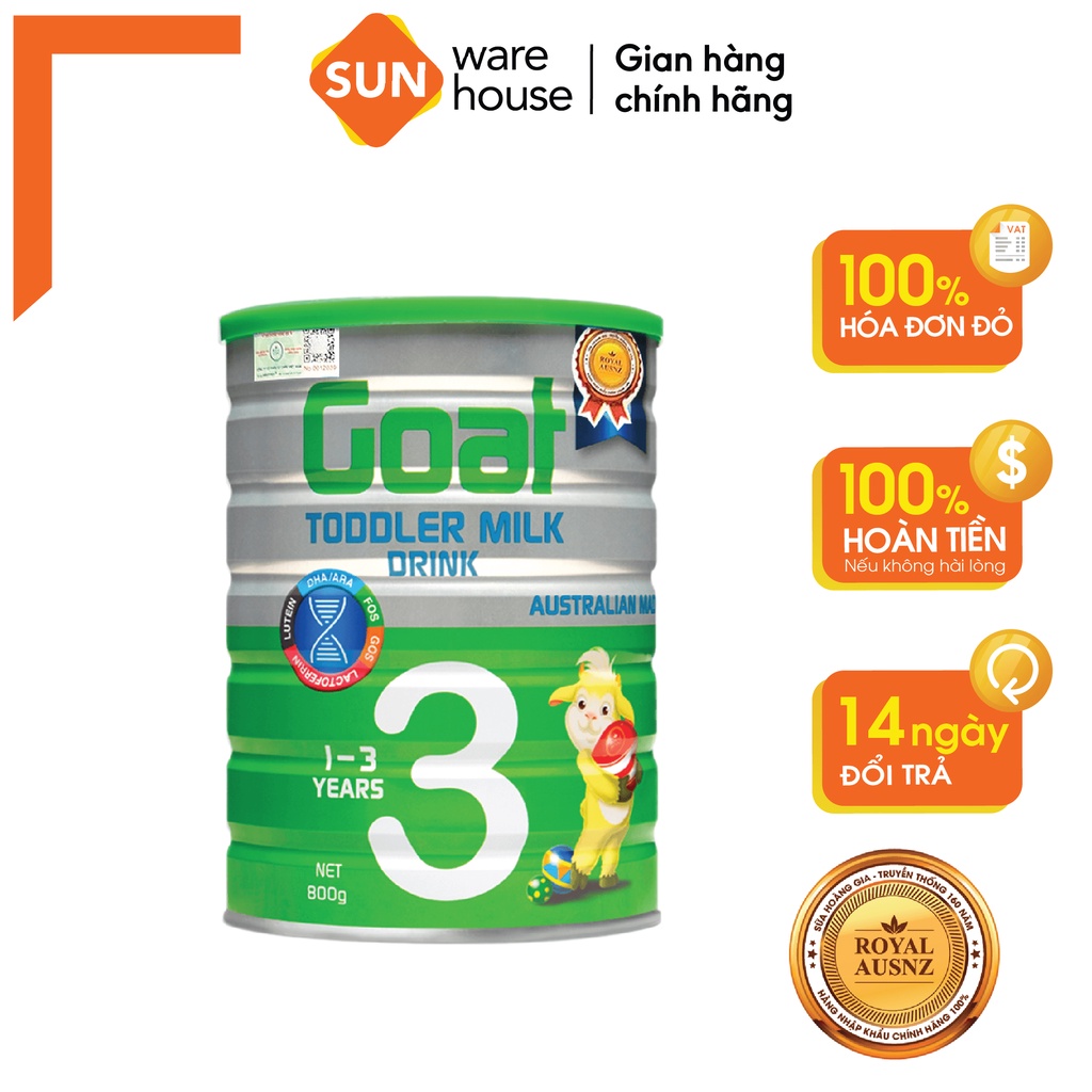 [Mã FMCGSUN52 giảm 8% đơn 250k] Sữa Dê Hoàng Gia Úc Goat Toddler Milk 3 Bổ Sung Dinh Dưỡng Cho Bé ROYAL AUSNZ 800g