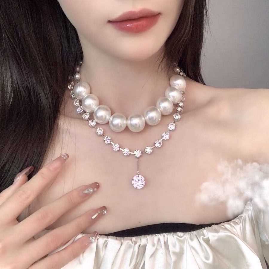 Vòng cổ Hai Lớp Đính Ngọc Trai Và Đá Zircon Thời Trang Cao Cấp Dành Cho Cô Dâu