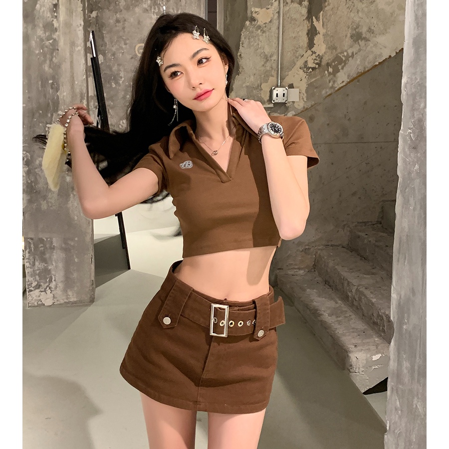 Quần Short Lưng Cao Phối Khóa Thời Trang Đường Phố Cá Tính Cho Nữ