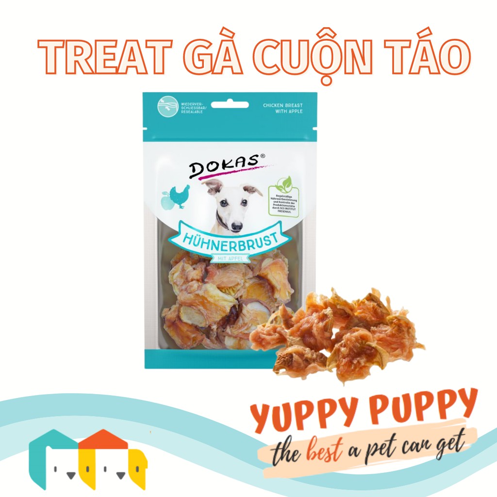 Dokas Treat thịt ức gà cuộn táo sấy thiên nhiên 70GR cho chó mèo mọi giai đoạn