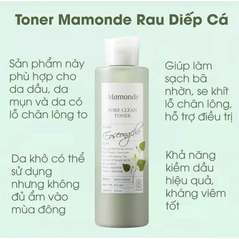 Nước Hoa Hồng Kiềm Dầu, Se Khít Lỗ Chân Lông Mamonde Toner 250ml