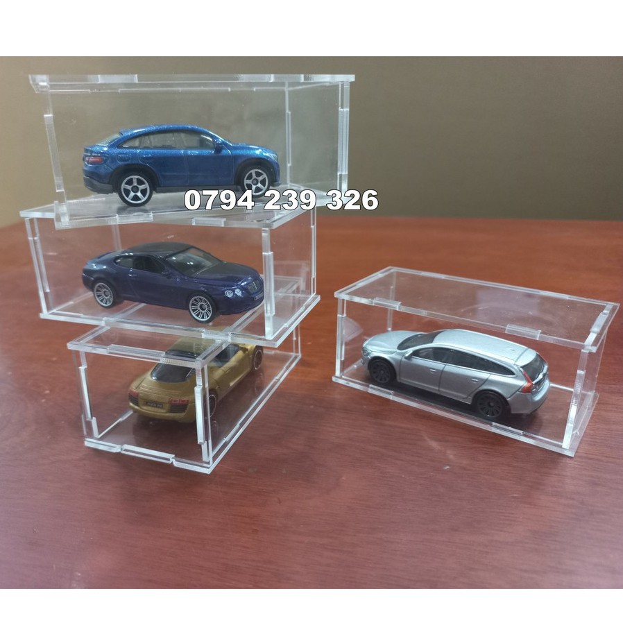 Hộp mica acrylic đựng xe ô tô mô hình tỷ lệ 1 : 64 chống bụi - lắp ghép