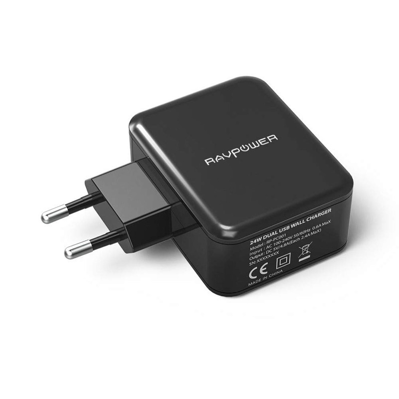 Củ sạc 24w Ravpower RP-PC001 . 2 cổng usb sạc ismart chính hãng