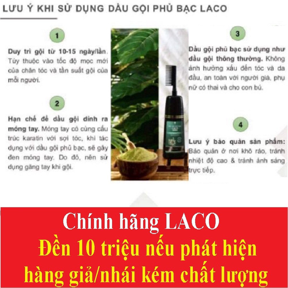 Dầu Gội Phủ Bạc Laco Black Hair 200ml giúp tóc đen tự tin sau 9 phút