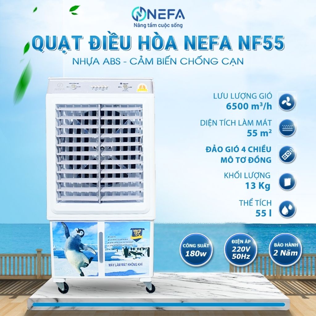 Quạt điều hòa hơi nước NEFA NF55C hàng chính hãng, Quạt hơi nước dung tích 55L bảo hành 12 tháng