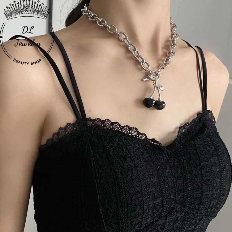 Vòng Cổ Cherry Đen Phong Cách Hàn Quốc Dây Chuyền Cherry Nữ Tính Giá Rẻ