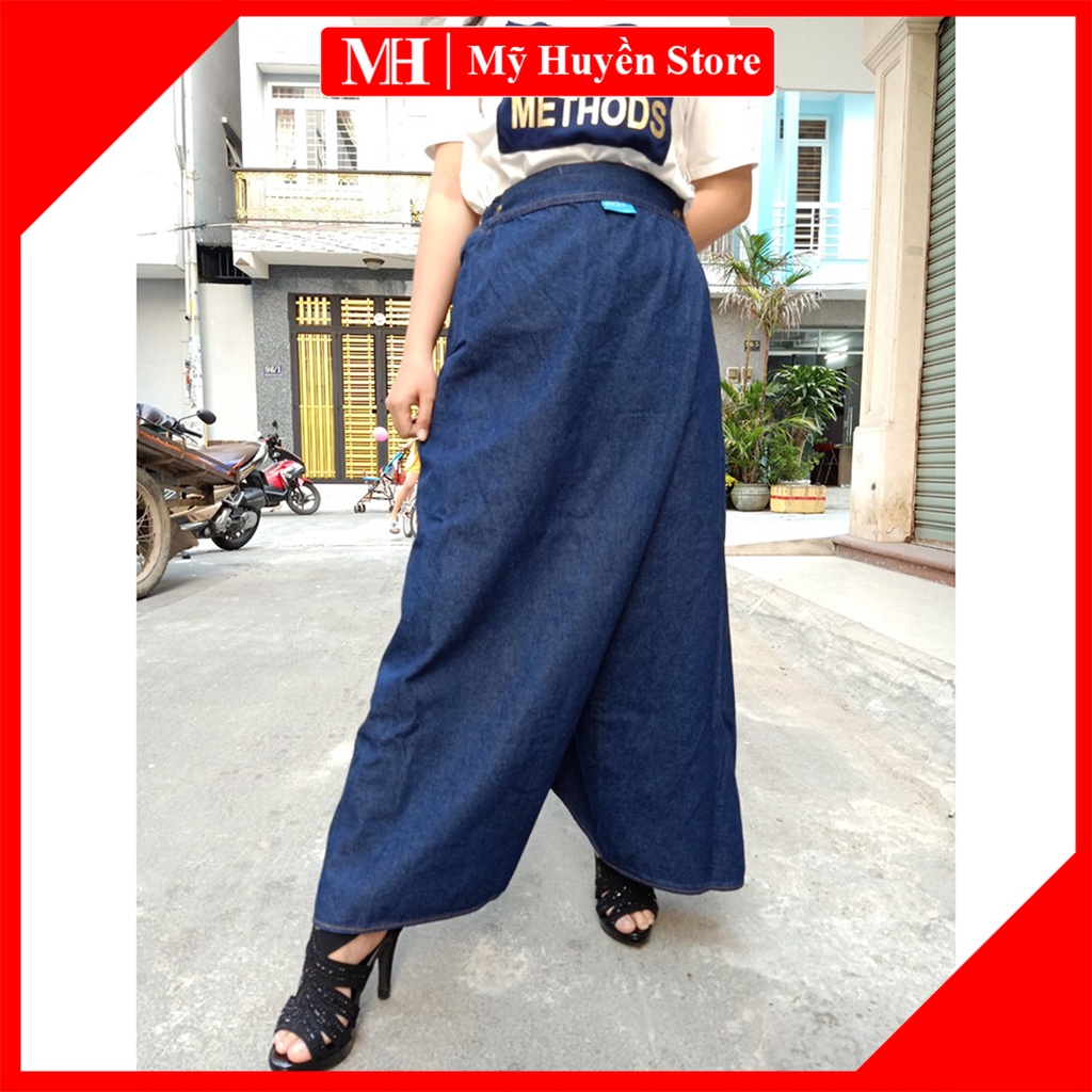 [ Ảnh Tự Chụp ] Váy Chống Nắng Dạng Quần Jean Trơn Cao Cấp Có Chân Váy Dài Và Nút Bấm Bên Hông Rất Tiện Lợi | BigBuy360 - bigbuy360.vn