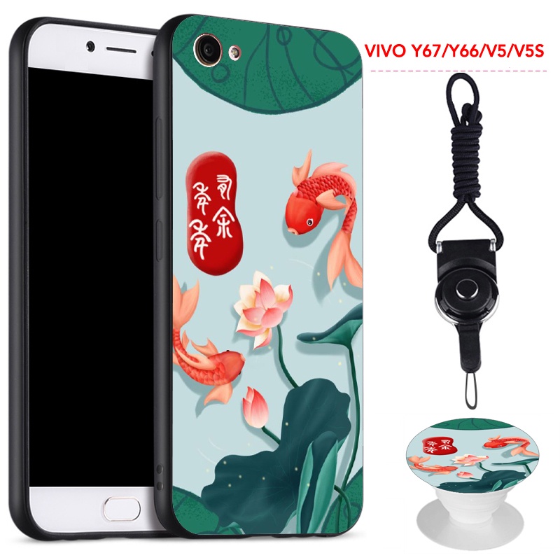 （High quality）Full Anti Shock     VIVO V5/V5S/Y66/Y67/1601/1713/1612/V5 Lite 1609   Phone Case  Cover  with the Same Pattern ring  and a Rope