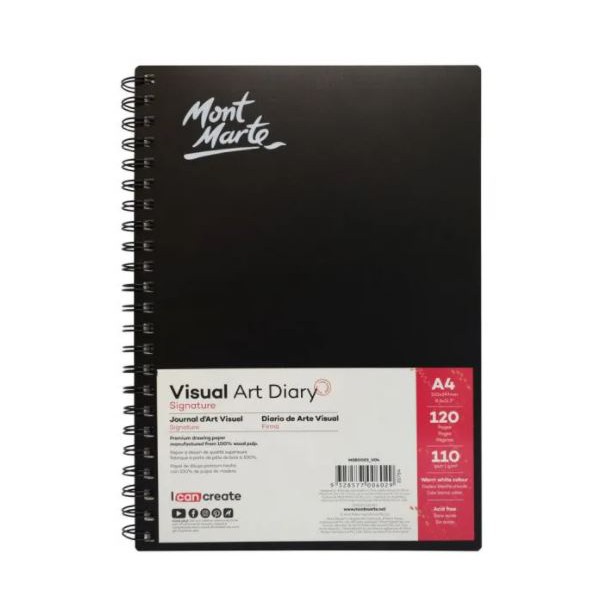 Sổ vẽ sketch Visual Art Diary, A4, 120 tờ, 110gsm, Mont Marte