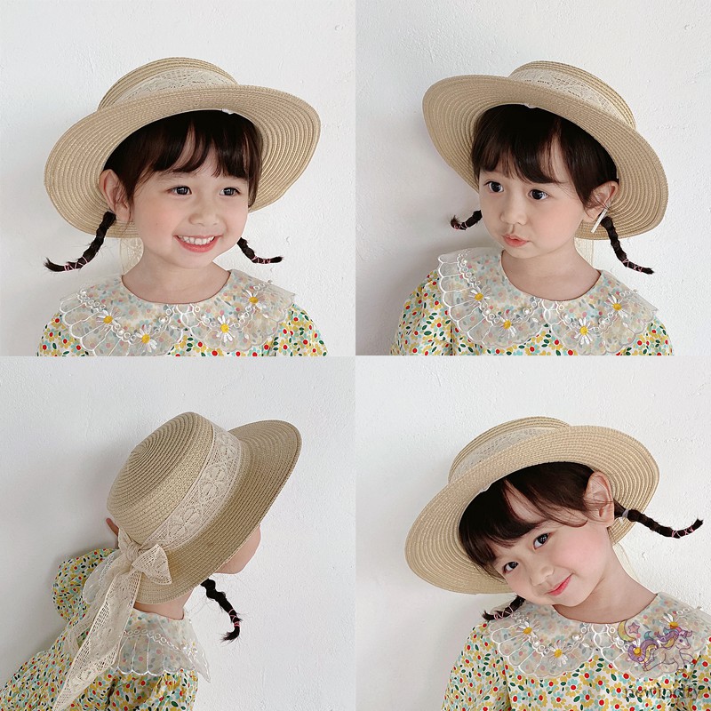 Mũ Cói Thắt Nơ Xinh Xắn Phong Cách Hàn Quốc Cho Bé Gái