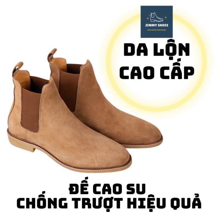 Giày Chelsea boots cao cổ thời trang nam chất liệu da lộn màu nâu đế độn 3.5cm | BigBuy360 - bigbuy360.vn