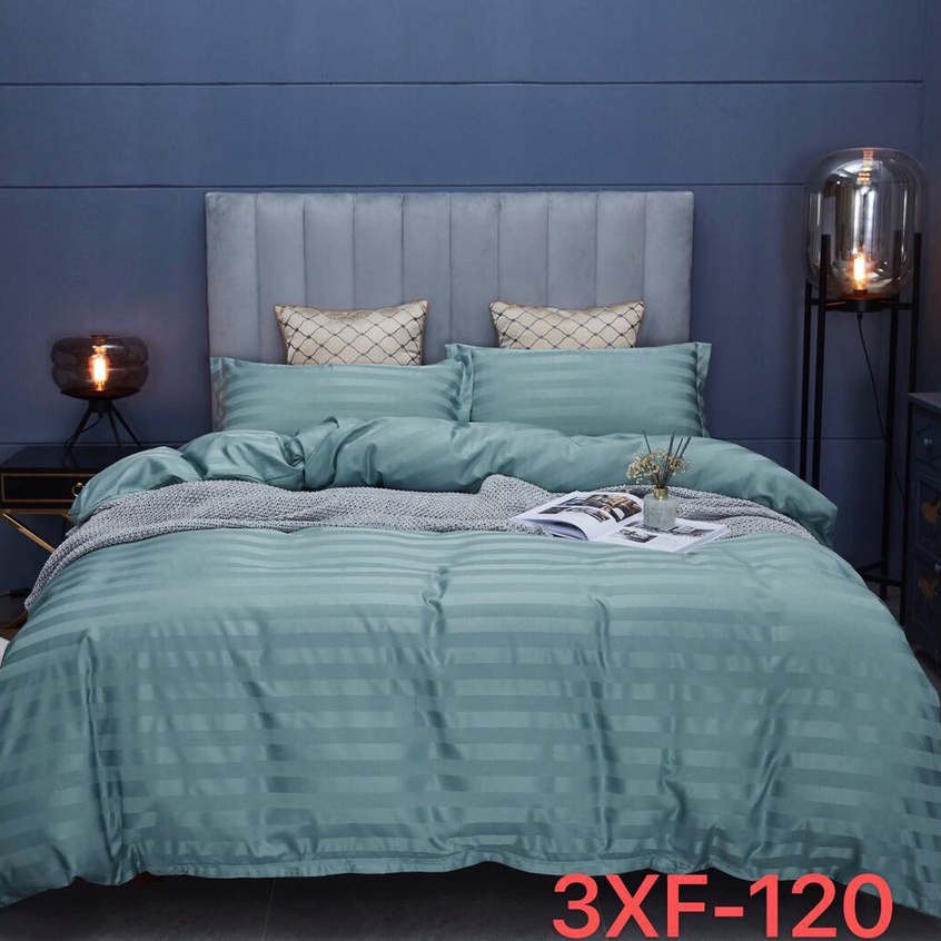 Bộ chăn ga cotton sọc 3f, sét 4 món chăn ga Hàn Quốc đủ màu đủ size miễn phí bo chun