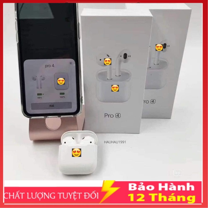 Tai nghe không dây Mini Pro4 Bluetooth 5.0 TWS, Nghe nhạc Cực Hay, Bảo Hành 12 Tháng.