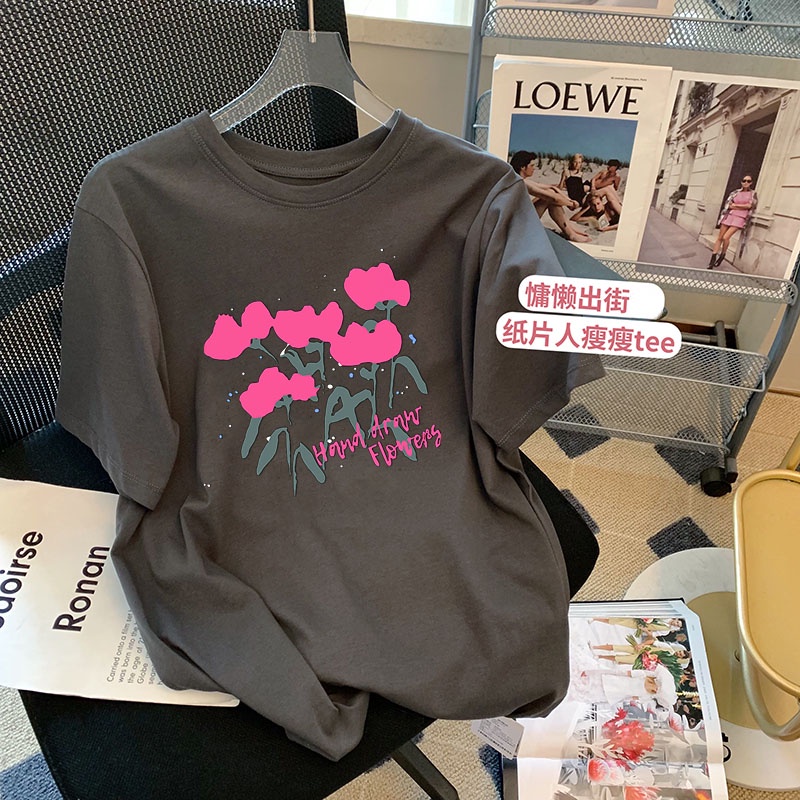 Korean version of loose fashion print trend short-sleeved T-shirt woman