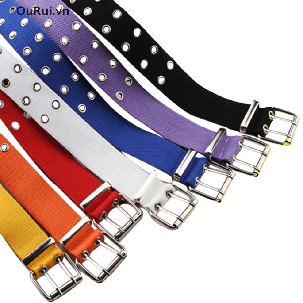 Thắt Lưng Vải Canvas Nylon 2 Hàng Lỗ Cài Chốt 105cm Thời Trang Cho Nữ