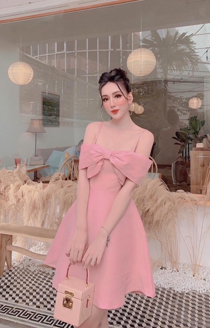 Đầm xoè dự tiệc ngắn trễ vai nơ ngực TRIPBLE T DRESS - size M/L - MS180V