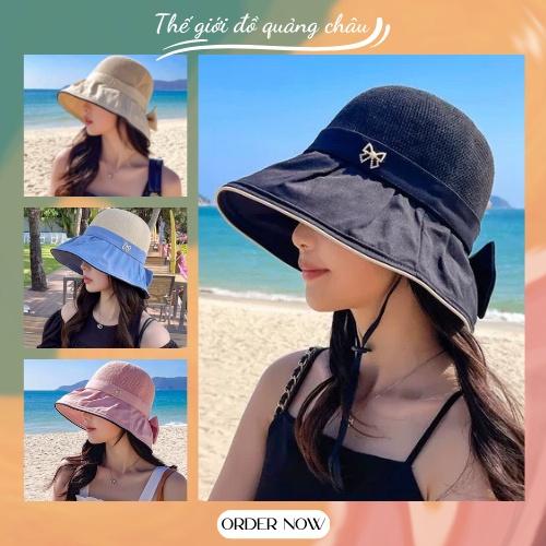 Mũ Rộng Vành Tiểu Thư - Nón Cói Đi Biển Đính Nơ Sang Chảnh (M21)