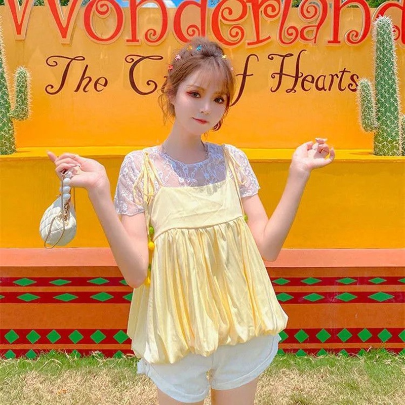 Áo hai dây IELGY dáng ngắn mỏng đơn giản trẻ trung cho nữ