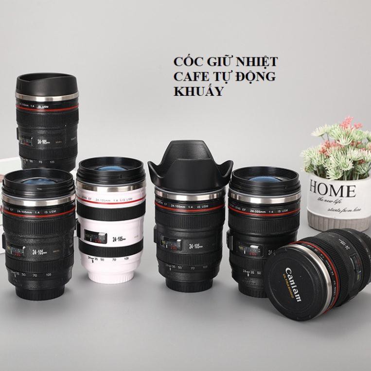 Ly Giữ Nhiệt CaFe - Cốc Giữ Nhiệt CaFe Tự Động Khuấy Hình Ống Kính Lens Máy Ảnh