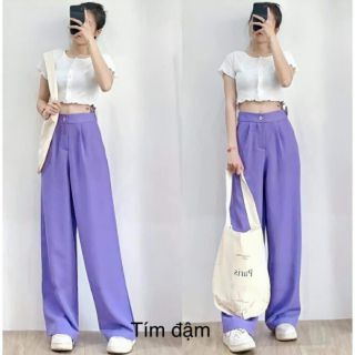 [Ảnh thật/Video] Quần ống rộng màu tím